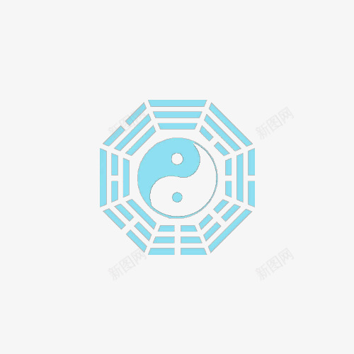 蓝色八卦图png免抠素材_新图网 https://ixintu.com 八卦图 八卦盘 卡通 手绘 易经八卦罗盘 环形 简图 蓝色的 阴阳图