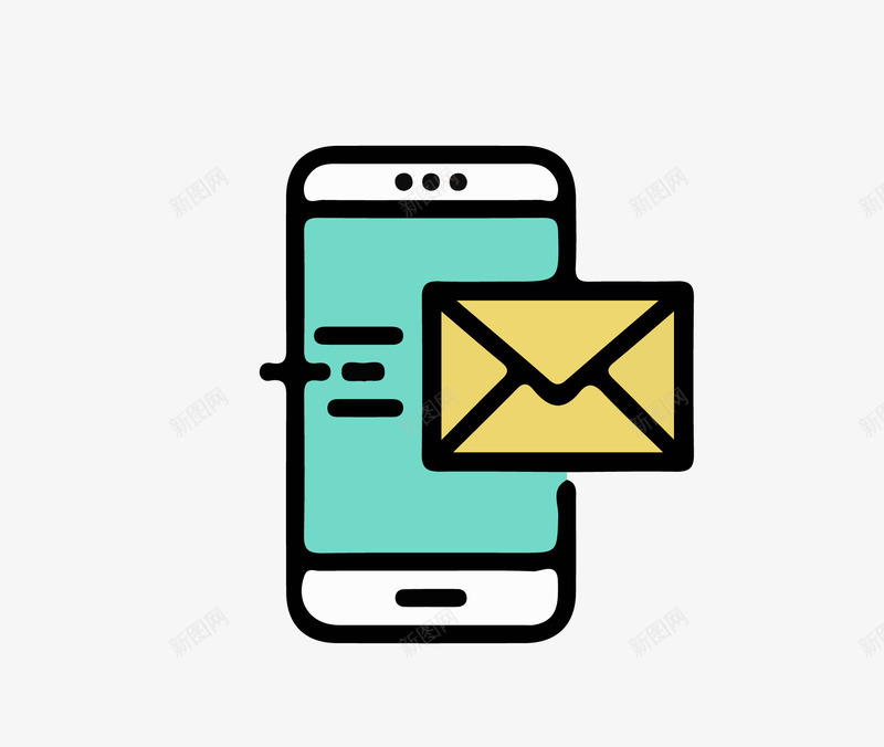 手机发送邮件图标png_新图网 https://ixintu.com 信封 图标 扁平化 手机营销 手机邮件 手机销售