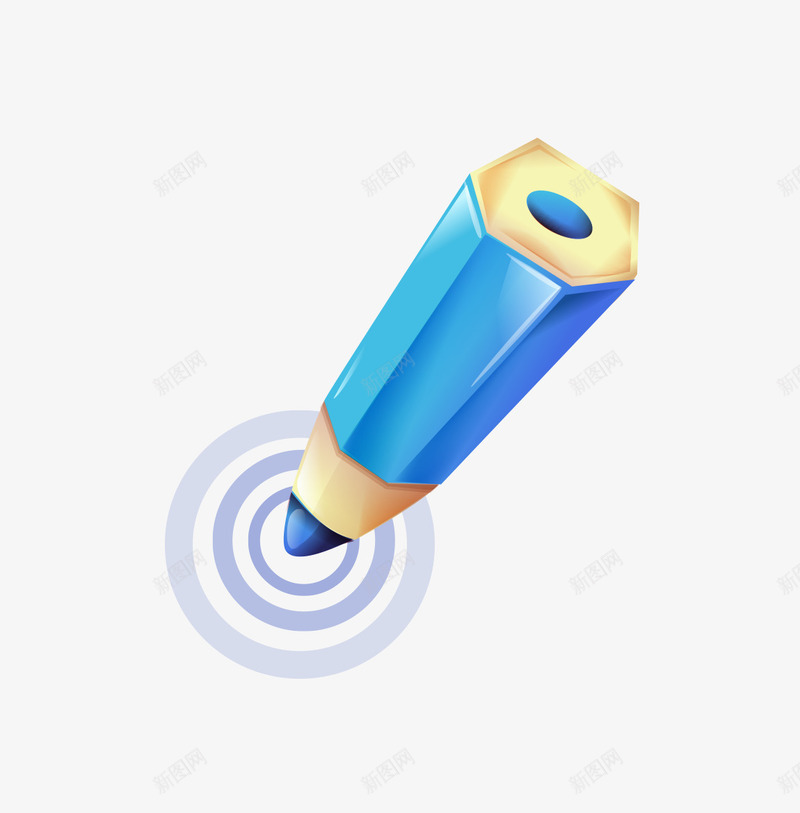 手绘卡通蓝色铅笔png免抠素材_新图网 https://ixintu.com 动画 卡通铅笔 点击 笔 蓝色铅笔 记录 选择 铅笔