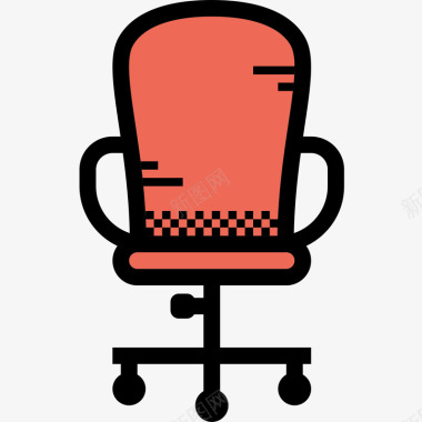 红色手绘圆弧办公椅元素图标图标