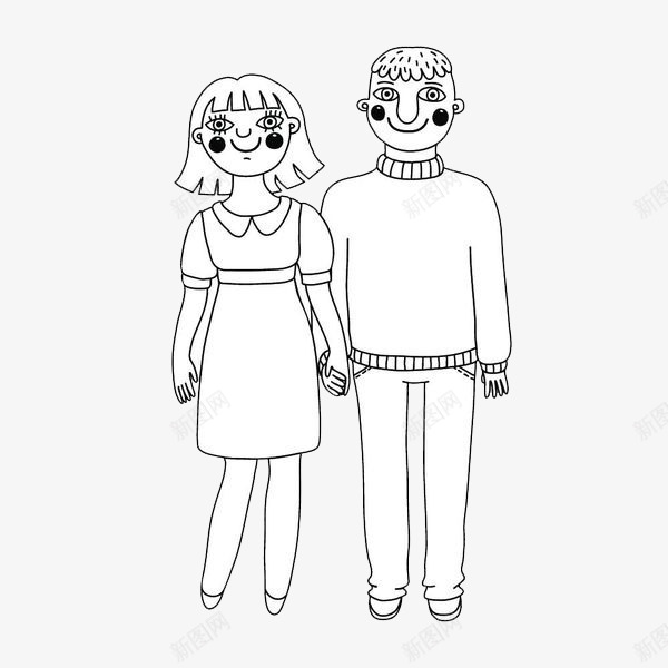 简笔画幸福手绘情侣图标png_新图网 https://ixintu.com 卡通平面 夫妻夫妇 幸福甜蜜 情侣爱人 手绘人物 日系超萌简笔画 爱没有距离 男女朋友 美好爱情