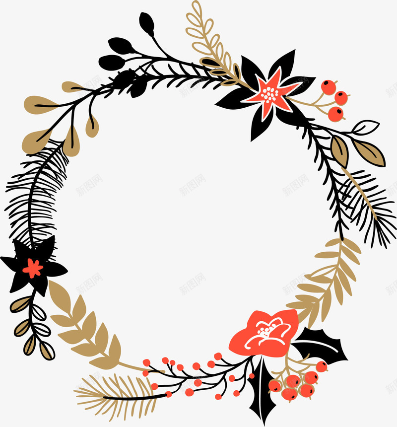 绿色圣诞节树枝花圈png免抠素材_新图网 https://ixintu.com Christmas Merry 冬青植物 圣诞快乐 圣诞节 花圈 草圈