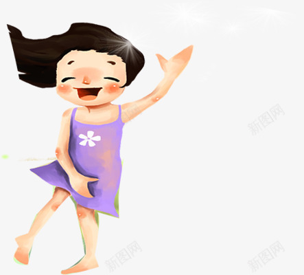 手绘紫色裙子女生png免抠素材_新图网 https://ixintu.com 女生 紫色 裙子