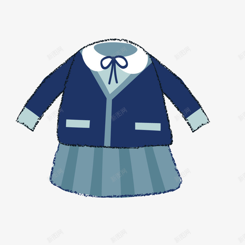 女生校服png免抠素材_新图网 https://ixintu.com 女生 校服 蓝色