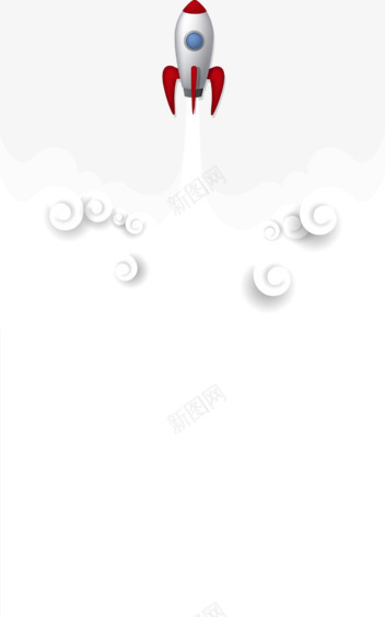 火箭升空png免抠素材_新图网 https://ixintu.com 云朵 卡通 插图 插画 火箭 烟雾 祥云
