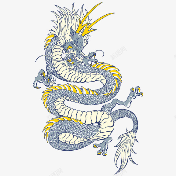 手绘龙png免抠素材_新图网 https://ixintu.com 中国龙 传说 年兽 春节 祥龙 祥龙图案 过年 金色