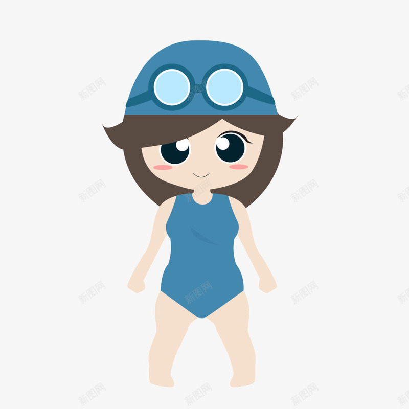 蓝色女生泳衣体育png免抠素材_新图网 https://ixintu.com 体育 女生 泳衣 蓝色