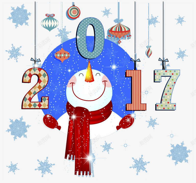 新年雪人png免抠素材_新图网 https://ixintu.com 2017 卡通 雪人