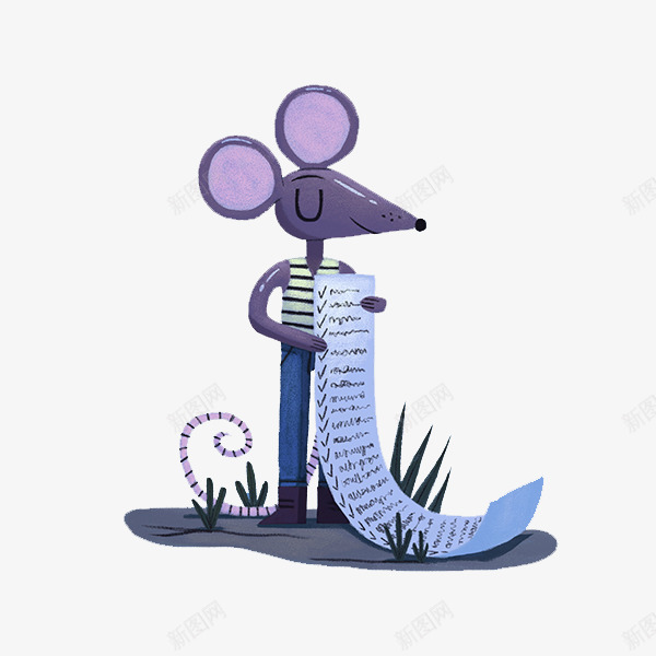 卡通拿着订单的老鼠psd免抠素材_新图网 https://ixintu.com 创意设计 可爱卡片 手绘插画