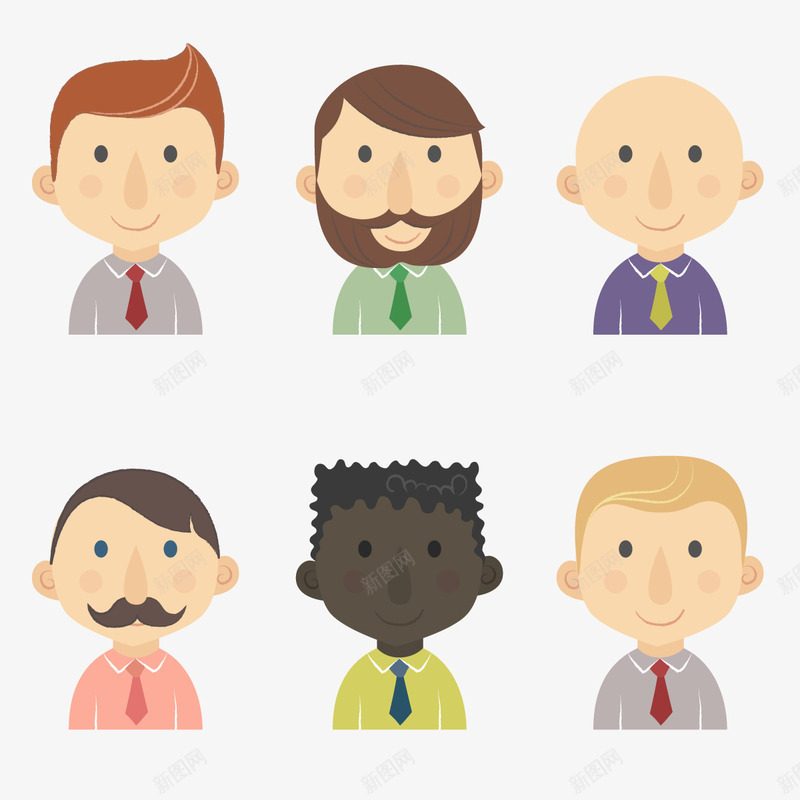 各国人矢量图ai免抠素材_新图网 https://ixintu.com 人群 卡通形象 男人 种族 矢量图