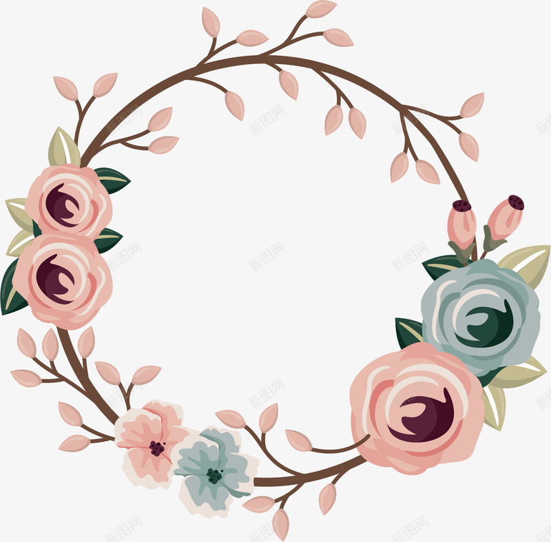 简约花环边框矢量图ai免抠素材_新图网 https://ixintu.com 世纪 可爱 女生 浪漫 简约 花环 边框 矢量图