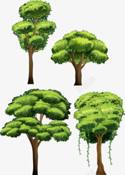 大树扁平卡通绿色素材