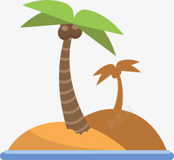 椰子树海边沙滩海岛矢量图素材