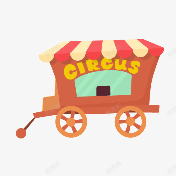 卡通马戏团马车简图png免抠素材_新图网 https://ixintu.com 交通工具 古代马车 木质轮子 车轮 马戏团 马车
