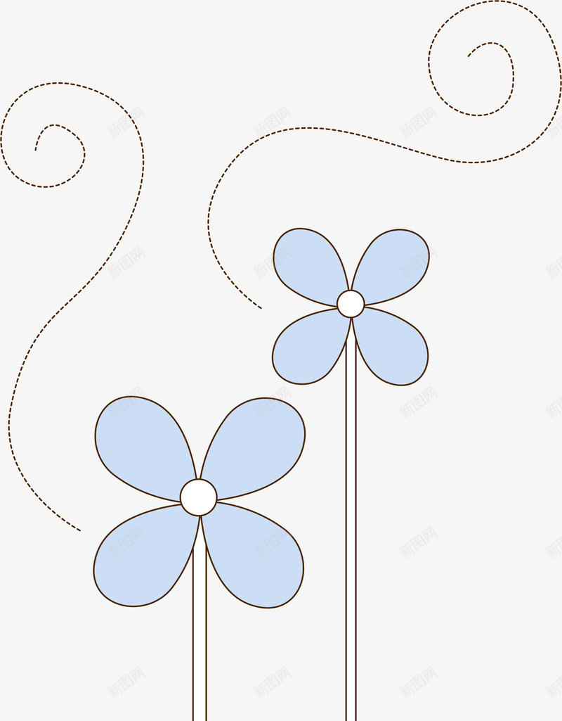 四叶草花纹矢量图ai免抠素材_新图网 https://ixintu.com AI 卡通 四叶草 底纹 手绘 线条 花纹 花边 蓝色 矢量图