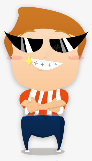 戴墨镜的男人卡通png免抠素材_新图网 https://ixintu.com 卡通 墨镜 男人