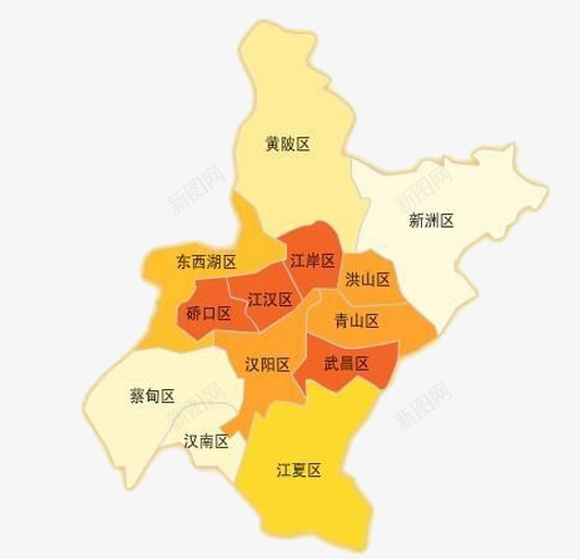 武汉市地图png免抠素材_新图网 https://ixintu.com 免扣 区域地图 武汉地图 武汉市 漂浮 装饰 黄色