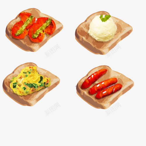 面包三明治手绘画片png免抠素材_新图网 https://ixintu.com 三明治 手绘美食 火腿三明治 番茄三明治 面包片 饭团三明治