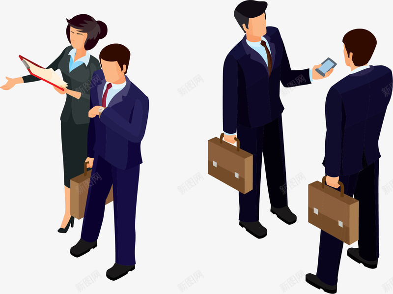 手绘白领工作人员png免抠素材_新图网 https://ixintu.com 交谈 工作人员 手绘 白领 西服