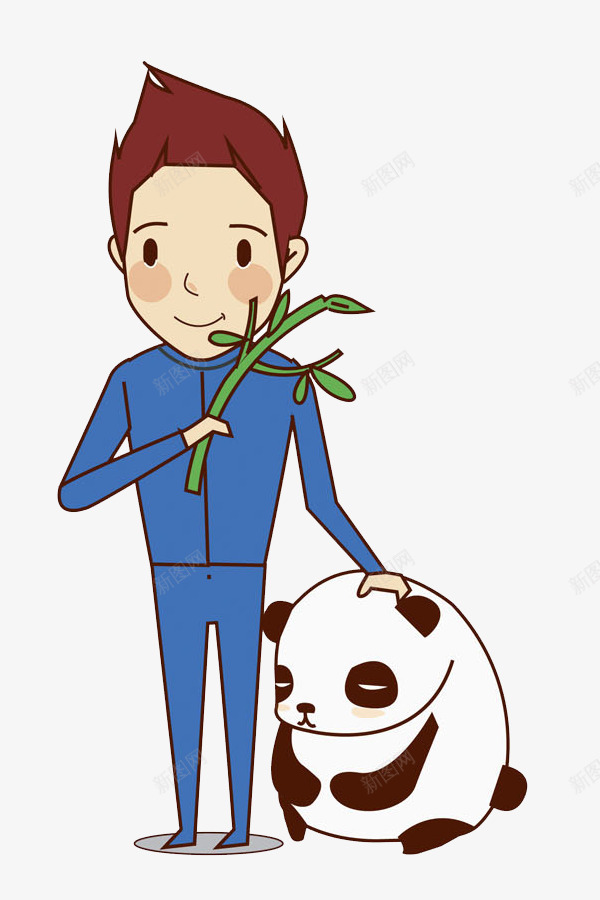 蓝色衣服的男人png免抠素材_新图网 https://ixintu.com 动物 卡通 喂养 帅气的 男人 蓝色的 饲养员