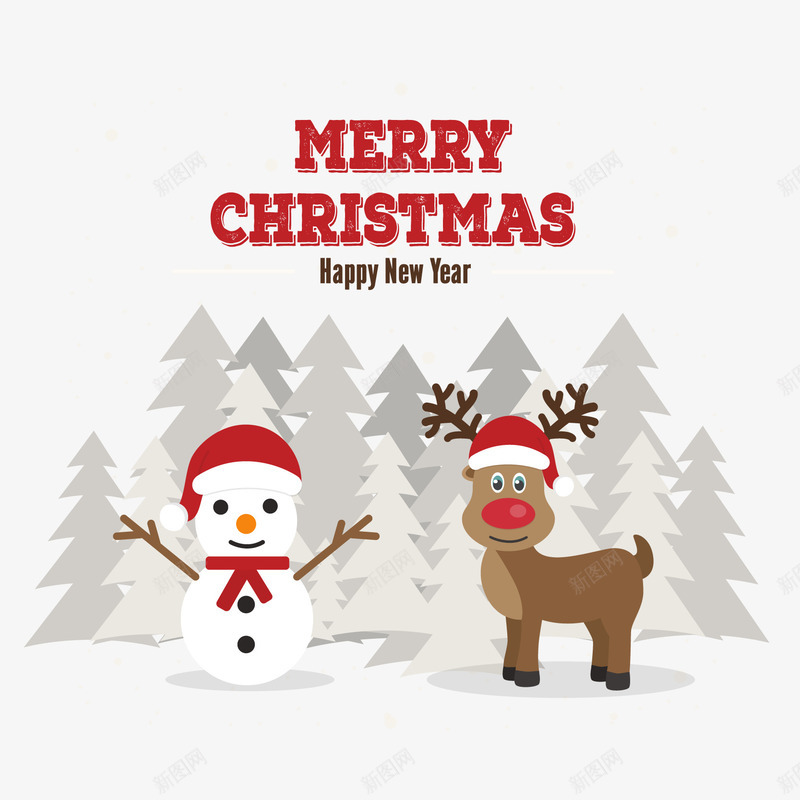 雪人与鲁道夫png免抠素材_新图网 https://ixintu.com 圣诞快乐 圣诞节 圣诞雪人 雪人与鲁道夫 雪人与鲁道夫矢量图 鲁道夫
