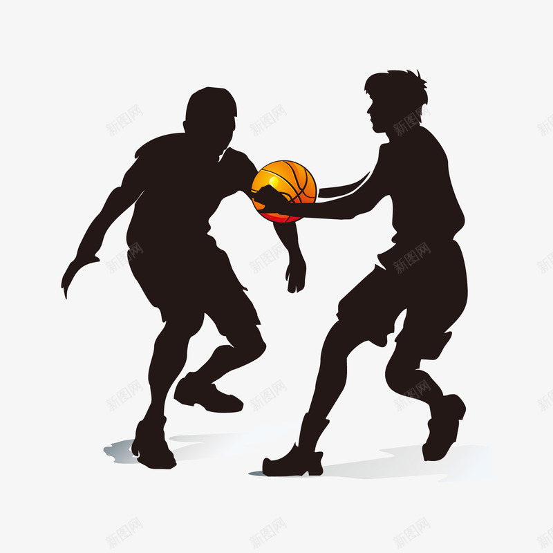 打篮球剪影png免抠素材_新图网 https://ixintu.com 剪影 打篮球
