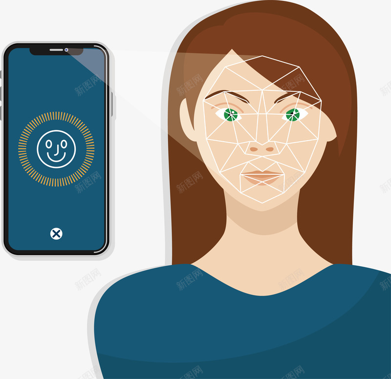 识别人脸技术手机png免抠素材_新图网 https://ixintu.com X iPhone 人脸识别 智能手机 矢量png 科技感 识别人脸