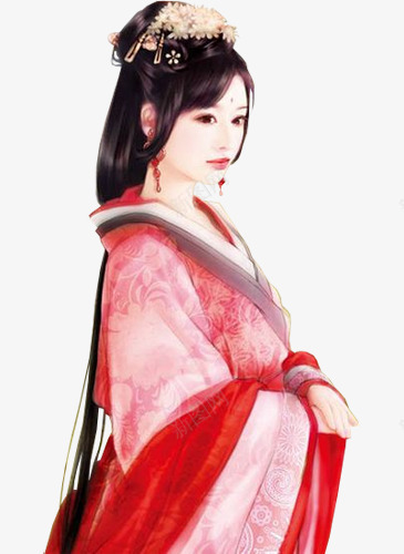 手绘古典红衣美女png免抠素材_新图网 https://ixintu.com 古典 红衣 美女