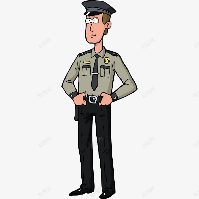 卡通保安穿制服png免抠素材_新图网 https://ixintu.com 保安 保安卡通 保护 制服 卡通 守卫 安保 插画 法律 男人 警察
