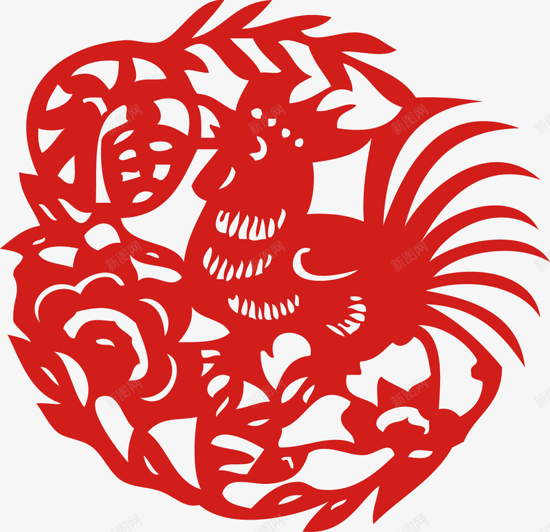 春节送福鸡剪纸窗花生肖年矢量图ai免抠素材_新图网 https://ixintu.com 剪纸 春节 春节送福鸡剪纸窗花生肖年矢量素材 生肖 窗花 矢量图