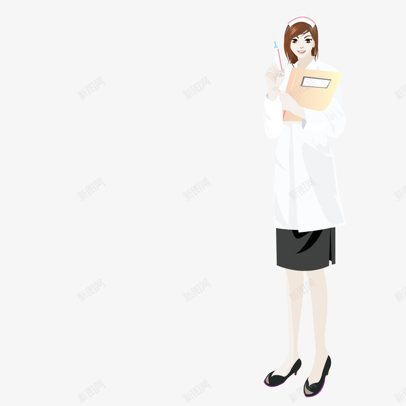 拿注射器的女护士png免抠素材_新图网 https://ixintu.com 打针 护士 治病 注射器
