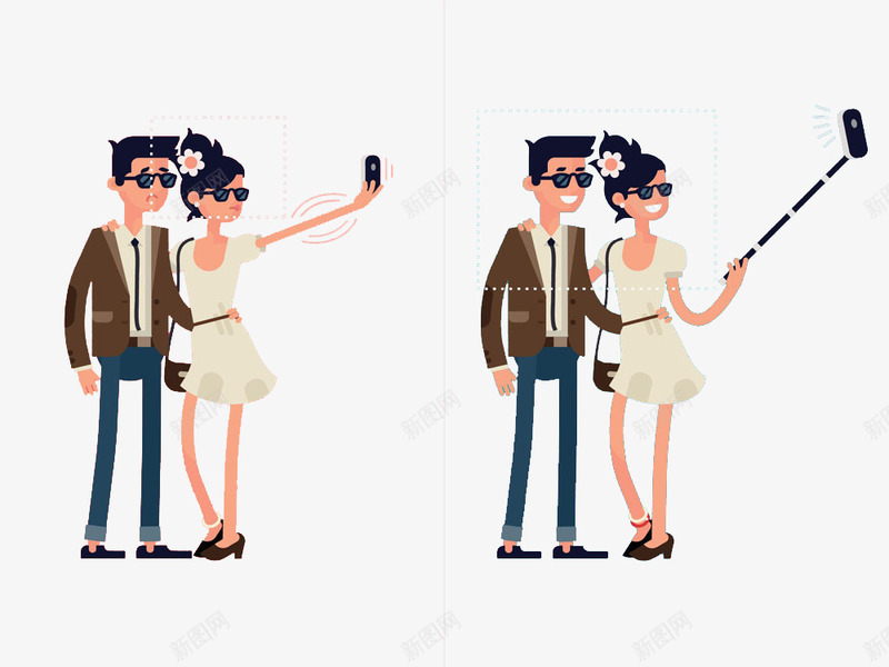 自拍的情侣png免抠素材_新图网 https://ixintu.com 卡通女孩 卡通男人 情侣恋人