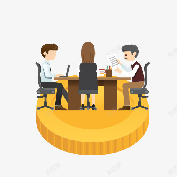 卡通洽谈工作的人png免抠素材_新图网 https://ixintu.com 卡通 商务 工作的 插图 洽谈工作 谈论的