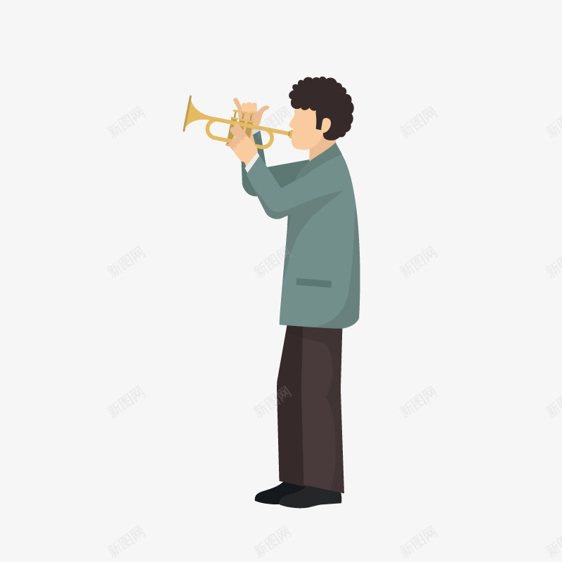 吹唢呐的男人简图png免抠素材_新图网 https://ixintu.com 乐器 人物 卡通 唢呐 手绘 演奏 男人 表演