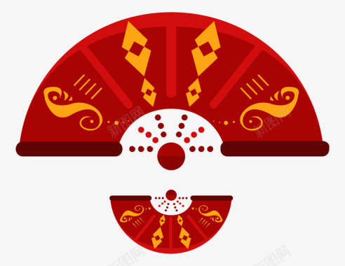 红色中国风古风扇子图标图标