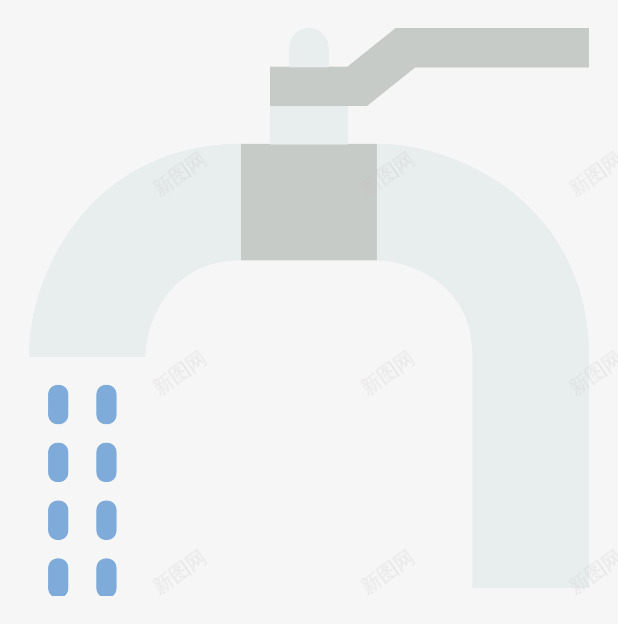 打开着的水龙头png免抠素材_新图网 https://ixintu.com 扁平化 水管 水龙头 流水