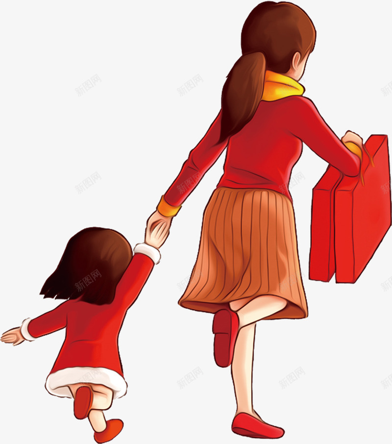归家的女人和小孩png免抠素材_新图网 https://ixintu.com 回家 女人 女人背后 小女孩 归家 新年 新春 春节 过年