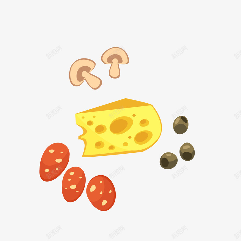 卡通披萨的材料矢量图eps免抠素材_新图网 https://ixintu.com 卡通 卡通奶酪 卡通番茄 卡通蘑菇 奶酪 番茄 蓝莓 矢量图