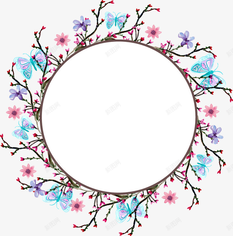 手绘花环矢量图ai免抠素材_新图网 https://ixintu.com 手绘 植物 精美花环 花环 蓝色 矢量图