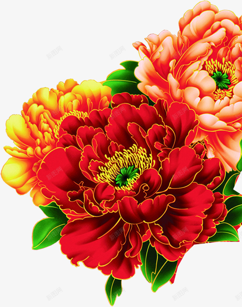 春节粉红色中国风牡丹png免抠素材_新图网 https://ixintu.com 国风 春节 牡丹 粉红色