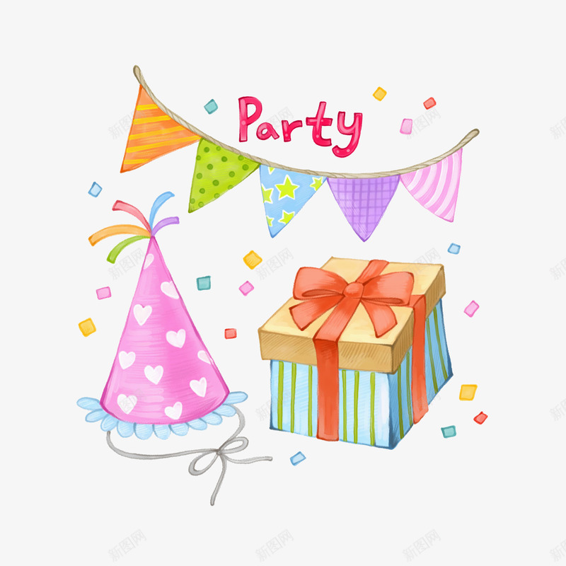 Party节日装饰三角红旗图png免抠素材_新图网 https://ixintu.com 三角旗 三角红旗 旗子 旗帜 流动红旗 迎风飘扬