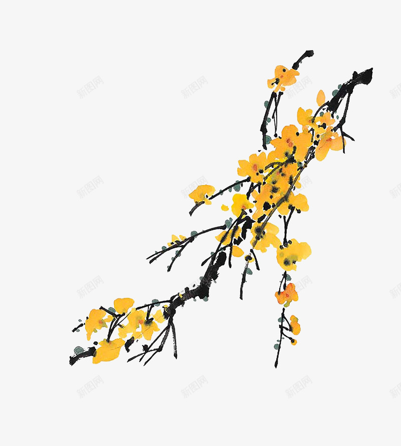 梅花香自苦寒来png免抠素材_新图网 https://ixintu.com 不畏严寒 寒冬初春 春天气息 梅花 橙黄 独立