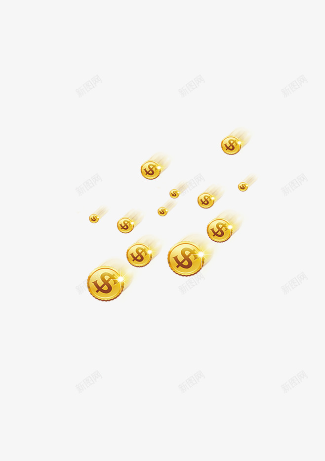 漂浮金币png免抠素材_新图网 https://ixintu.com 卡通 美元符号金币 美金 财富 黄色