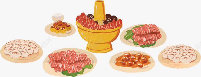 卡通美味新年年夜饭png免抠素材_新图网 https://ixintu.com 年夜饭 新年 新春 春节 美食 过年 除夕夜