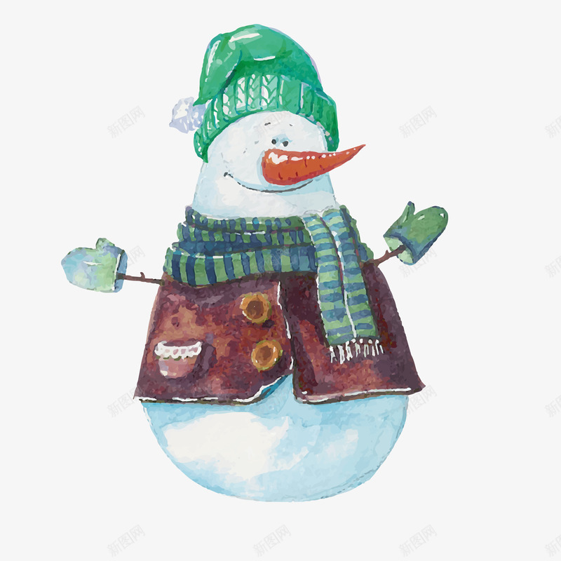可爱圣诞雪人贺卡矢量图ai免抠素材_新图网 https://ixintu.com 围巾 圣诞节 帽子 平安夜 水粉 雪人 矢量图