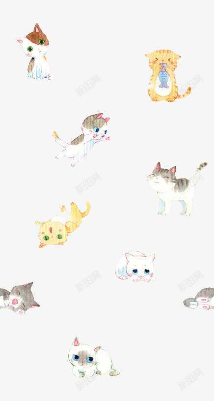 萌萌的小猫咪png免抠素材_新图网 https://ixintu.com 卡通 小猫 手绘
