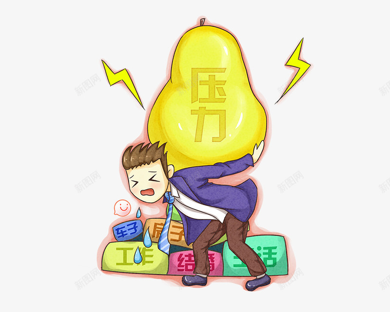 卡通压力山大png免抠素材_新图网 https://ixintu.com 卡通 压力 工作 手绘