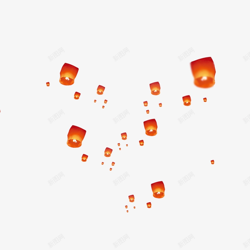 红色孔明灯psd免抠素材_新图网 https://ixintu.com 光泽 大小 孔明灯 平安灯 渐变 漂浮 火光 红色 质感