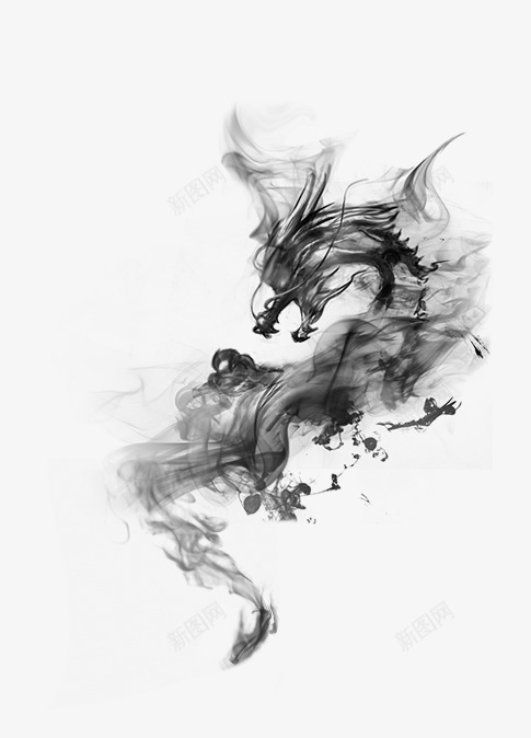 水墨龙png免抠素材_新图网 https://ixintu.com 云龙 水墨画 漂浮 龙