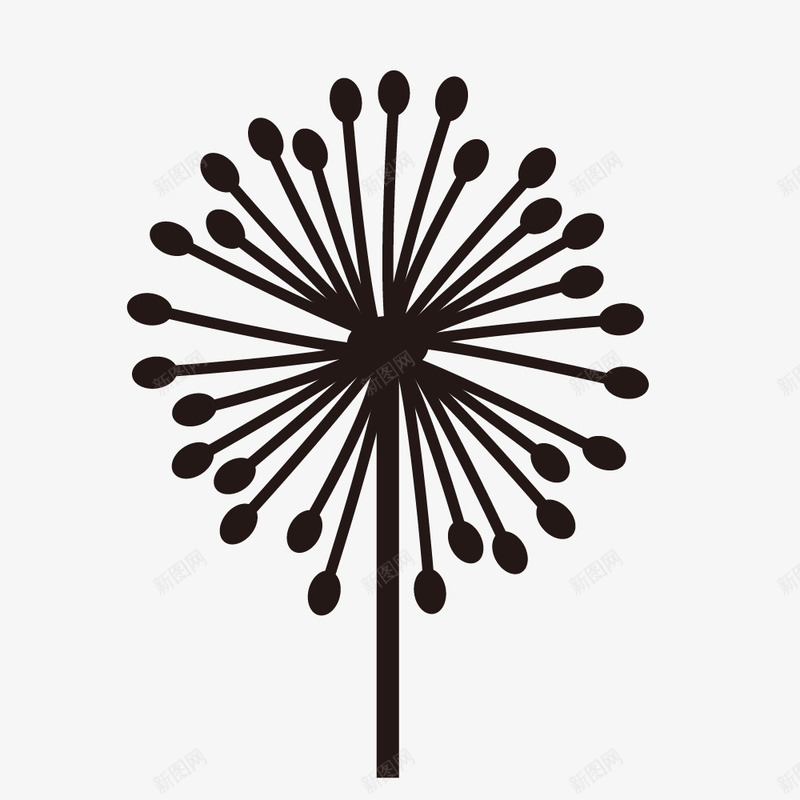 简笔线条蒲公英图png免抠素材_新图网 https://ixintu.com 手绘图 植物 简笔 绿植 美丽的 花朵 蒲公英